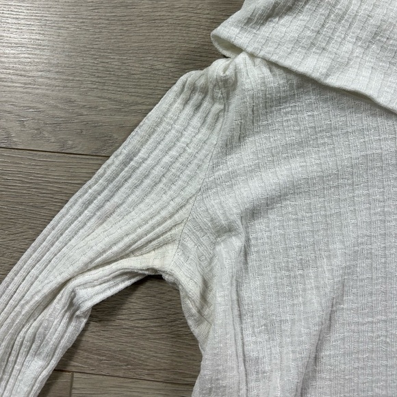 Anthropologie Maeve Ivory Cowl Neck Peplum Thin Knit Long Sleeve Top - Picture 12 of 13